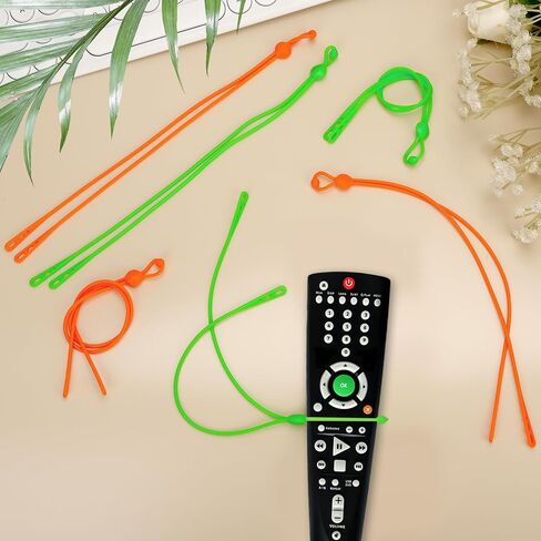 6pcs Silicone Remote Tether, Remote Control Finder Adjustable Remote Control Pigtail Handheld TV Remote Locator Leash for Lost Remote Solution for Apple LG Samsung Sony (Orange, Green) in Saudi Arabia