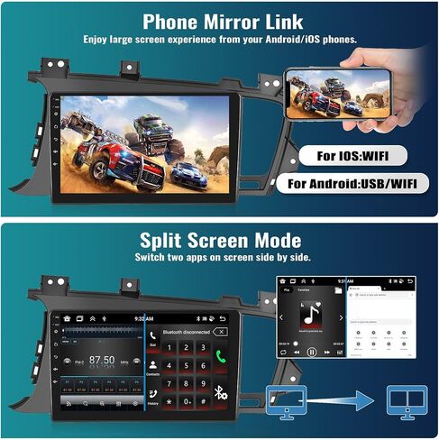 UNITOPSCI 4G+64G 8 Core Android 13 Car Stereo Radio for Kia Optima K5 2011 2012 2013 CarPlay Android Auto GPS 9 Inch Touch Screen Bluetooth 5.0 Mirror Link DSP WiFi FM/RDS SWC +Backup Camera Mic in Saudi Arabia