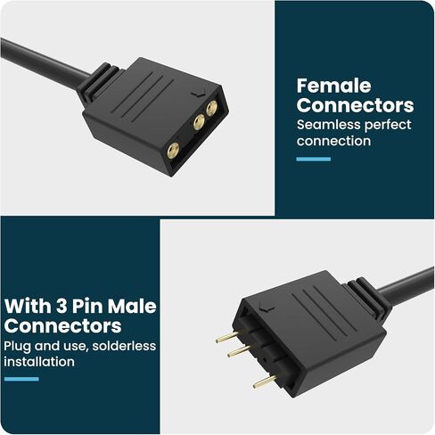 SDTC Tech ARGB Splitter Cable, 1-to-2 Female to Female 5V 3 Pin Addressable RGB Splitter Extension Cable ARGB LED Sync Cable for Extend PC Computer ARGB Fans Or ARGB LED Series, 11.8 Inches, 2 Pack in Kuwait