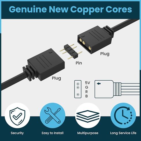 SDTC Tech ARGB Splitter Cable, 1-to-2 Female to Female 5V 3 Pin Addressable RGB Splitter Extension Cable ARGB LED Sync Cable for Extend PC Computer ARGB Fans Or ARGB LED Series, 11.8 Inches, 2 Pack in Kuwait