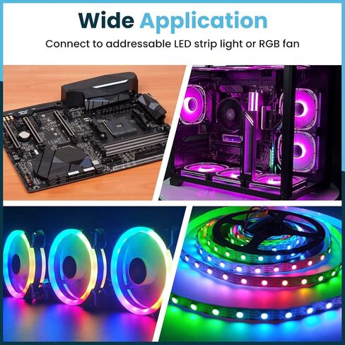 SDTC Tech ARGB Splitter Cable, 1-to-2 Female to Female 5V 3 Pin Addressable RGB Splitter Extension Cable ARGB LED Sync Cable for Extend PC Computer ARGB Fans Or ARGB LED Series, 11.8 Inches, 2 Pack in Kuwait
