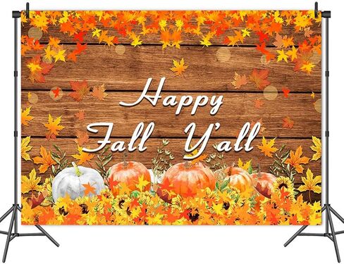 Happy Fall Yall Photography Backdrops Pumpkin Rustic Wooden Maple Leaves Harvest Photo Backdrops 7x5ft Thanksgiving Happy Fall Y'all Baby Shower Banner in Saudi Arabia