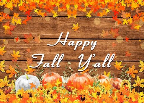 Happy Fall Yall Photography Backdrops Pumpkin Rustic Wooden Maple Leaves Harvest Photo Backdrops 7x5ft Thanksgiving Happy Fall Y'all Baby Shower Banner in Saudi Arabia