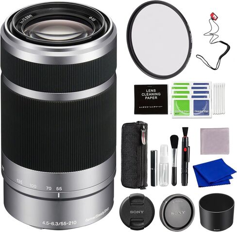 Sony E 55-210mm f/4.5-6.3 OSS Lens (Black) Bundle with 49mm Protection Filter and Advanced Accessories | Sony 55-210mm Lens in Saudi Arabia