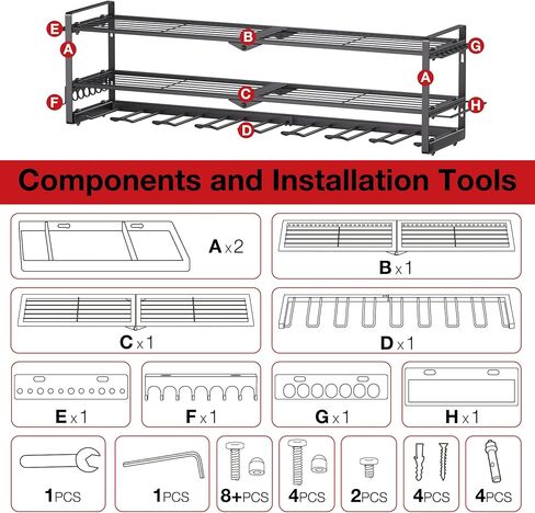 Power Tool Organizer Wall Mount, 3 Layers Heavy Duty Metal Storage Rack with 4 Drill Holders for Garage Organization, Storage Rack for Cordless Drill, Tool Shelf for Garage/Workshop/Pegboard/Shed in Saudi Arabia