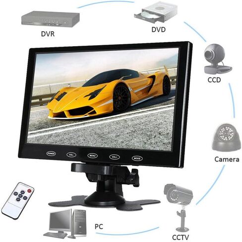 SallyBest® 7 Inch Ultra Thin 16:9 HD 800x480 TFT LCD Color Display Headrest Monitor Touch Button Monitor Screen Support AV HDMI VGA Video Input in Saudi Arabia