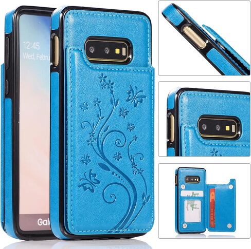 Phone Case for Samsung Galaxy S10e with Tempered Glass Screen Protector and Card Holder Wallet Cover Stand Flip Leather Cell Accessories Glaxay S 10e Gaxaly 10se Galaxies Se10 Cases Women Men Blue in Saudi Arabia