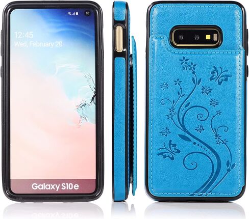 Phone Case for Samsung Galaxy S10e with Tempered Glass Screen Protector and Card Holder Wallet Cover Stand Flip Leather Cell Accessories Glaxay S 10e Gaxaly 10se Galaxies Se10 Cases Women Men Blue in Saudi Arabia