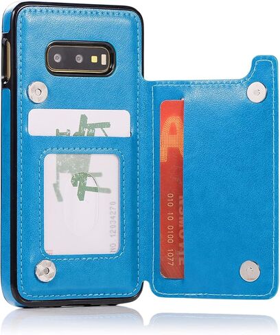 Phone Case for Samsung Galaxy S10e with Tempered Glass Screen Protector and Card Holder Wallet Cover Stand Flip Leather Cell Accessories Glaxay S 10e Gaxaly 10se Galaxies Se10 Cases Women Men Blue in Saudi Arabia