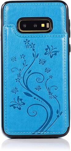 Phone Case for Samsung Galaxy S10e with Tempered Glass Screen Protector and Card Holder Wallet Cover Stand Flip Leather Cell Accessories Glaxay S 10e Gaxaly 10se Galaxies Se10 Cases Women Men Blue in Saudi Arabia