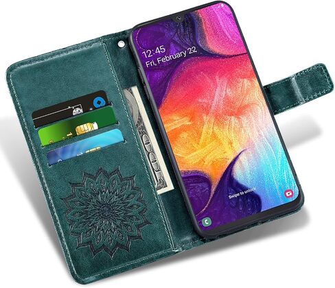Phone Case for Samsung Galaxy A50 Wallet Cases with Tempered Glass Screen Protector Leather Magnetic Flip Cover Card Holder Stand Cell Accessories Glaxay A 50 Gaxaly S50 50A SM A505G Women Men Gray in Kuwait