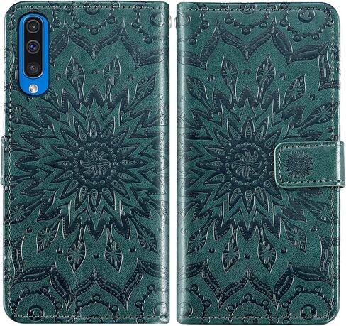 Phone Case for Samsung Galaxy A50 Wallet Cases with Tempered Glass Screen Protector Leather Magnetic Flip Cover Card Holder Stand Cell Accessories Glaxay A 50 Gaxaly S50 50A SM A505G Women Men Gray in Kuwait
