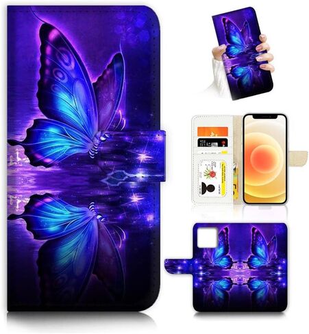 for iPhone 12, Art Designed Flip Wallet Style Cover Case Fancy Flower Full Body Protection AD003 (#24878 Red Gothic Rose) in Kuwait