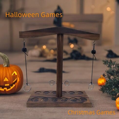 Hook and Ring Game | Ring Toss Game for Adults - Get Into The Halloween Spirit with a Fast-Paced Handmade Wooden Shooting Ladder Set - Indoor or Outdoor Fun with Friends and Family,Halloween Games in Saudi Arabia