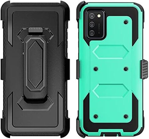 حافظة Galaxy A32 5G مع مشبك حزام مدمج [واقي شاشة] حافظة متينة لكامل الجسم ومتينة متوافقة مع هاتف Samsung Galaxy A32 5G [مشبك حزام دوار] [مسند] - أزرق مخضر in Kuwait