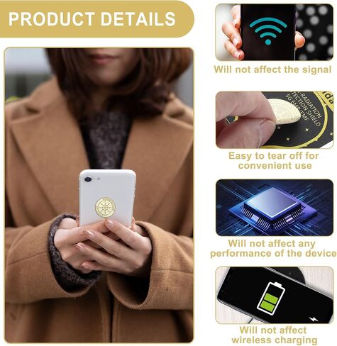 6Pcs Protection Cell Phone Stickers Effective Protector Cell & Smart Phones, Laptops, Tablets, TV, Monitors TV Electronic Devices Blockers- All Devices(Gold) in Saudi Arabia