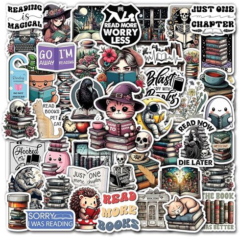 Pack 50 PCS Books Stickers Bookish Reading Sticker Decor Kindle Laptop Booktok Scrapbooks Phone Case Vinyl Decals Waterproof Book Lovers Gifts Accessories for Teens Adults in Saudi Arabia