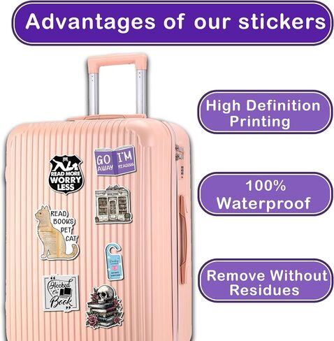 Pack 50 PCS Books Stickers Bookish Reading Sticker Decor Kindle Laptop Booktok Scrapbooks Phone Case Vinyl Decals Waterproof Book Lovers Gifts Accessories for Teens Adults in Saudi Arabia