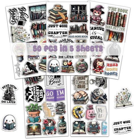 Pack 50 PCS Books Stickers Bookish Reading Sticker Decor Kindle Laptop Booktok Scrapbooks Phone Case Vinyl Decals Waterproof Book Lovers Gifts Accessories for Teens Adults in Saudi Arabia