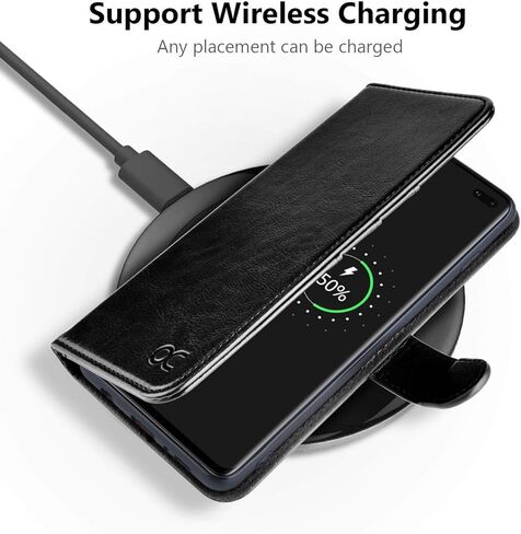 حافظة OCASE Samsung Galaxy S10 Plus / S10+ [فتحة بطاقة] [مسند] [جزء داخلي مقاوم للصدمات من مادة TPU] حافظة جلدية قابلة للطي لأجهزة Samsung Galaxy S10 Plus / S10+ (أسود) in Kuwait