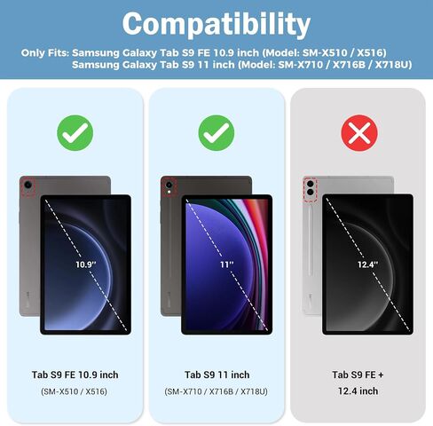 ProCase Protective Case for Galaxy Tab S9 FE 10.9" / Tab S9 11" 2023 / S10 2024, Slim Stand Hard Back Shell Smart Cover for Galaxy Tab S9 FE S9 S10 Tablet (SM-X510/X710/X720) -Black in Kuwait