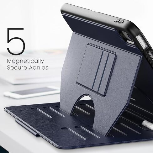 Case for iPad 10th Generation 10.9 Inch 2022,Full Body Soft Leather Auto Sleep/Wake Shockproof Cover with Pencil Holder,Card Slot,Strong Magnetic Multi-Angle Stand(Dark Blue) in Kuwait