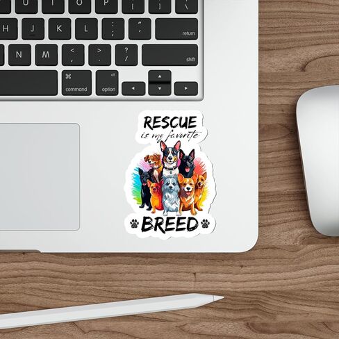 Rescue is My Favorite Breed Sticker Pet Dog Decal Vinyl Small Waterproof Bottle Mug Passport Book Scrapbook Notebook Laptop Tumbler Skateboard Computer Phone Size 4" Gift ID44990 in Saudi Arabia