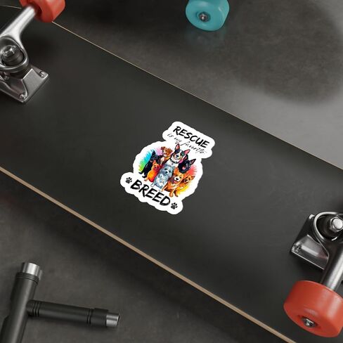 Rescue is My Favorite Breed Sticker Pet Dog Decal Vinyl Small Waterproof Bottle Mug Passport Book Scrapbook Notebook Laptop Tumbler Skateboard Computer Phone Size 4" Gift ID44990 in Saudi Arabia