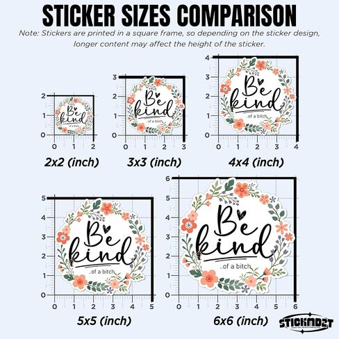 (3Pcs) Be Kind of A Bitch Sticker Flower Funny Subtle, Adult Humor Quote Positive Saying 2" Waterproof Vinyl Decal Sticker Laptop, Water Bottles, Phone, Kindle Merchandise Decor Decal Gifts 2 Inches in Kuwait