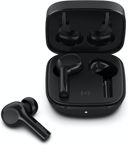 Belkin Wireless Earbuds, SoundForm Freedom True Wireless Bluetooth Earphones with Wireless Charging Case IPX5 Certified Sweat and Water Resistant with Deep Bass for iPhones and Androids - Black in Saudi Arabia