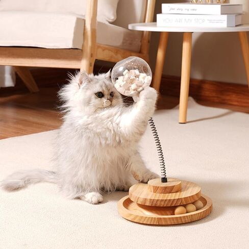 القط التفاعلية علاج الكرة لعبة المغذية تسرب لعبة الخشب الربيع لعبة تعقب متعة الحيوانات الأليفة القط لعبة ل هريرة جرو داخلي اللعب لعبة in Kuwait