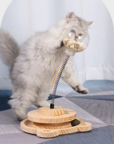 القط التفاعلية علاج الكرة لعبة المغذية تسرب لعبة الخشب الربيع لعبة تعقب متعة الحيوانات الأليفة القط لعبة ل هريرة جرو داخلي اللعب لعبة in Kuwait