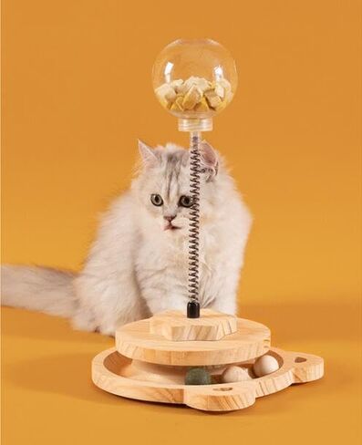 القط التفاعلية علاج الكرة لعبة المغذية تسرب لعبة الخشب الربيع لعبة تعقب متعة الحيوانات الأليفة القط لعبة ل هريرة جرو داخلي اللعب لعبة in Kuwait