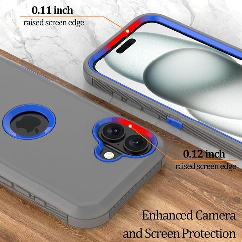 Case for iPhone 16 Plus: Heavy Duty Shockproof Armor Protector Case Cover with Belt Clip Holster for Apple iPhone 16 Plus 6.7 Phone Case (Gray+Blue) in Saudi Arabia