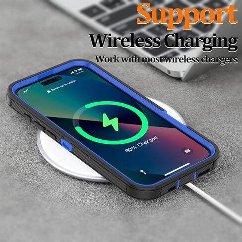 حافظة لهاتف iPhone 16 Plus: غطاء حماية متين مقاوم للصدمات مع حافظة بمشبك حزام لهاتف Apple iPhone 16 Plus 6.7 (رمادي + أزرق) in Kuwait