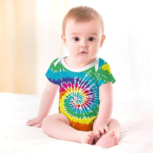 Tie Dye Baby Clothes Onesie Short Sleeve Infant Rainbow Baby Stuff Shower Gifts for Boys Girls 0-3 Month in Saudi Arabia