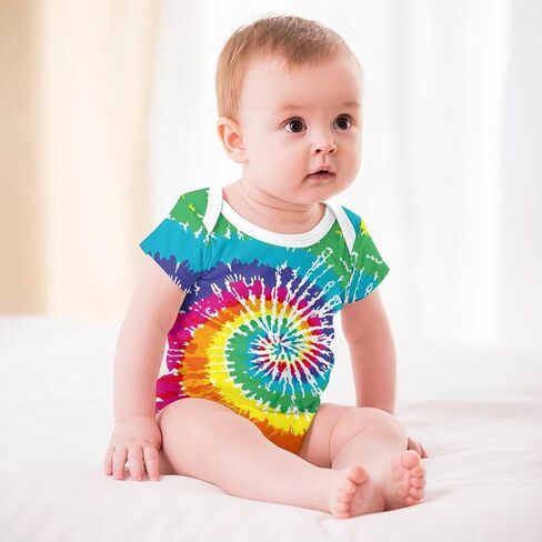 Tie Dye Baby Clothes Onesie Short Sleeve Infant Rainbow Baby Stuff Shower Gifts for Boys Girls 0-3 Month in Saudi Arabia