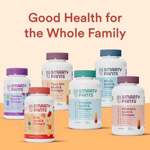 علكة سمارتي بانتس كيدز متعددة الفيتامينات - تركيبة محسنة: زيت أوميغا 3 (DHA/EPA)، فيتامينات د3، ج، ب12، ب6، فيتامين أ، ك والزنك، خالي من الغلوتين، ثلاث نكهات فواكه، 60 قطعة (كمية تكفي لمدة 30 يومًا) in Kuwait