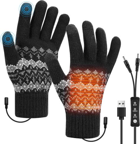 USB Heated Gloves for Men Women Kannino Mitten Hand Warmers Gloves USB Hand Warmer Gloves for Typing Winter Warm Laptop Glove Winter Gift for Indoor or Outdoor (Black) in Saudi Arabia