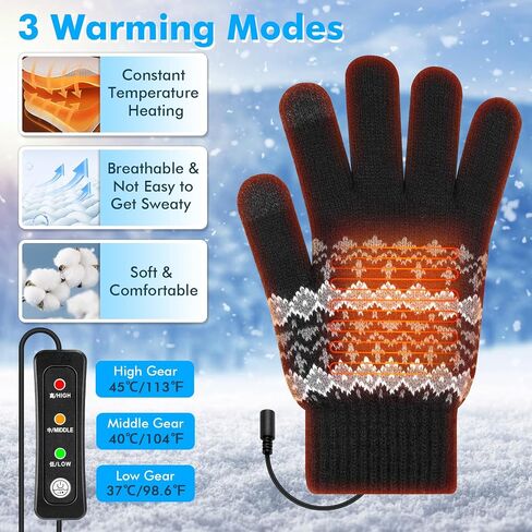 USB Heated Gloves for Men Women Kannino Mitten Hand Warmers Gloves USB Hand Warmer Gloves for Typing Winter Warm Laptop Glove Winter Gift for Indoor or Outdoor (Black) in Saudi Arabia