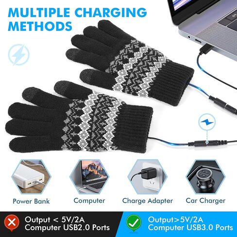 USB Heated Gloves for Men Women Kannino Mitten Hand Warmers Gloves USB Hand Warmer Gloves for Typing Winter Warm Laptop Glove Winter Gift for Indoor or Outdoor (Black) in Saudi Arabia