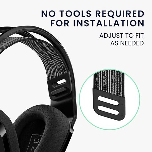 وسادة رأس kwmobile متوافقة مع سماعات Logitech G733 / G335 / G535 - استبدال مرن من النايلون - أسود/أبيض in Saudi Arabia