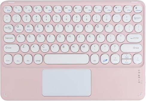 Wireless Bluetooth Keyboard with Touchpad,10 Inch Round Key Wireless Keyboard Rechargeable Ultra Slim Portable Office for iOS Android Windows Devices (Pink) in Saudi Arabia