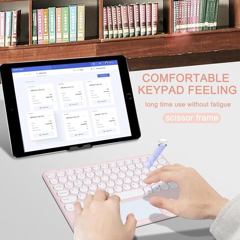 Wireless Bluetooth Keyboard with Touchpad,10 Inch Round Key Wireless Keyboard Rechargeable Ultra Slim Portable Office for iOS Android Windows Devices (Pink) in Saudi Arabia