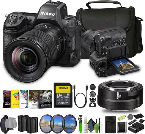 كاميرا Nikon Z8 بدون مرآة مع عدسة مقاس 24-120 مم f/4 + بطارية EN-EL15C + بطاقة ذاكرة SF-M Tough Series سعة 64 جيجابايت + برنامج تحرير الصور + غطاء العدسة FTZ II Mount Adaptor + المزيد in Saudi Arabia