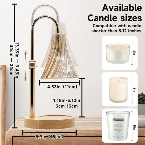 Candle Warmer Lamp Dimmable Mi-ni Candle Lamp with Timer Adjustable Height Flameless Wax Warmer Lamp Home Decor Electric Heating Warmer Lamp for Jar Candles with Gift Packaging and Two Bulbs in Saudi Arabia