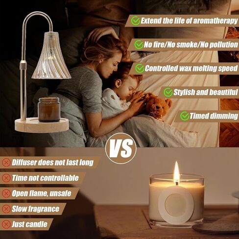 Candle Warmer Lamp Dimmable Mi-ni Candle Lamp with Timer Adjustable Height Flameless Wax Warmer Lamp Home Decor Electric Heating Warmer Lamp for Jar Candles with Gift Packaging and Two Bulbs in Saudi Arabia