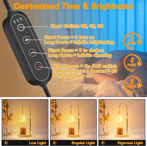 Candle Warmer Lamp Dimmable Mi-ni Candle Lamp with Timer Adjustable Height Flameless Wax Warmer Lamp Home Decor Electric Heating Warmer Lamp for Jar Candles with Gift Packaging and Two Bulbs in Saudi Arabia