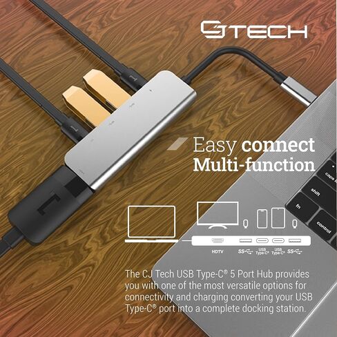 USB Hub - Type C USB Port Hub - Multiple USB Port with 5 Ports - High Speed USB Hubs for 4K Downloads - Multi USB Port for Laptop in Saudi Arabia