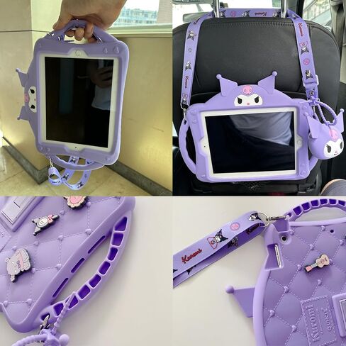for iPad Air 5th/4th Generation Case (2022/2020), iPad pro 11 inch Case (4th/3rd/2nd/1st Gen), iPad Air 10.9 case with Adjustable Strap/Stand, Cute Cartoon Cover for Kids Girls, Purple in Saudi Arabia